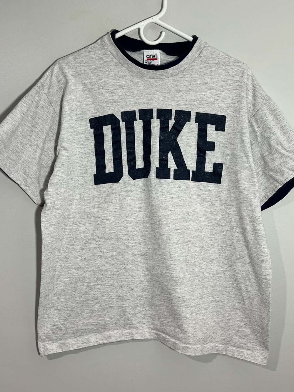 Vintage 90s Anvil Duke Blue Devils Gray Single Stitch T-Shirt Mens Large